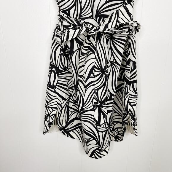 Theory Everyday VNeck Shift Dress Zebra Graphic Print Cotton Black White P - Picture 9 of 15